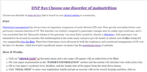 DNP 810 Choose one disorder of malnutrition