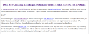 DNP 810 Creating a Multigenerational Family Health History for a Patient