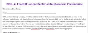 BIOL 41 Foothill College Bacteria Streptococcus Pneumoniae