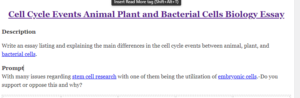 Cell Cycle Events Animal Plant and Bacterial Cells Biology Essay
