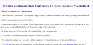 ISB 202 Michigan State University Chinese Pangolin Worksheet