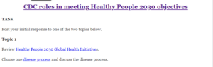 CDC roles in meeting Healthy People 2030 objectives