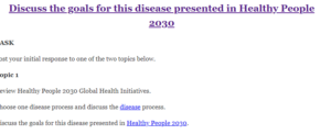 Discuss the goals for this disease presented in Healthy People 2030