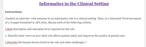 Informatics in the Clinical Setting