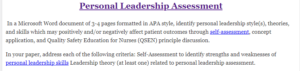 Personal Leadership Assessment